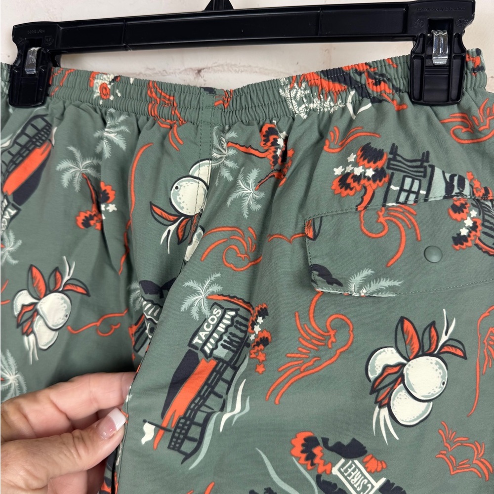 Patagonia Baggies Shorts Adult Small Green Lined C Street Tacos Print Mens S - Picture 4 of 8